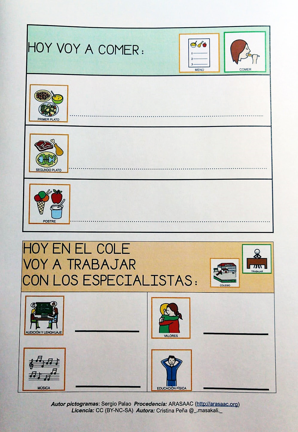 Materiales CAA Agendas Visuales Con Pictogramas Aula Abierta De ARASAAC