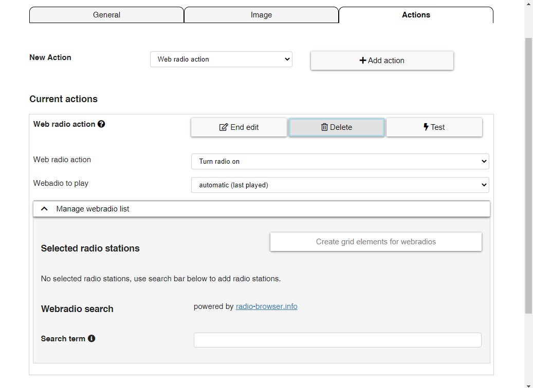 AsTeRICS Grid Communicator – 12 – Actions – Web radio action – Aula abierta  de ARASAAC